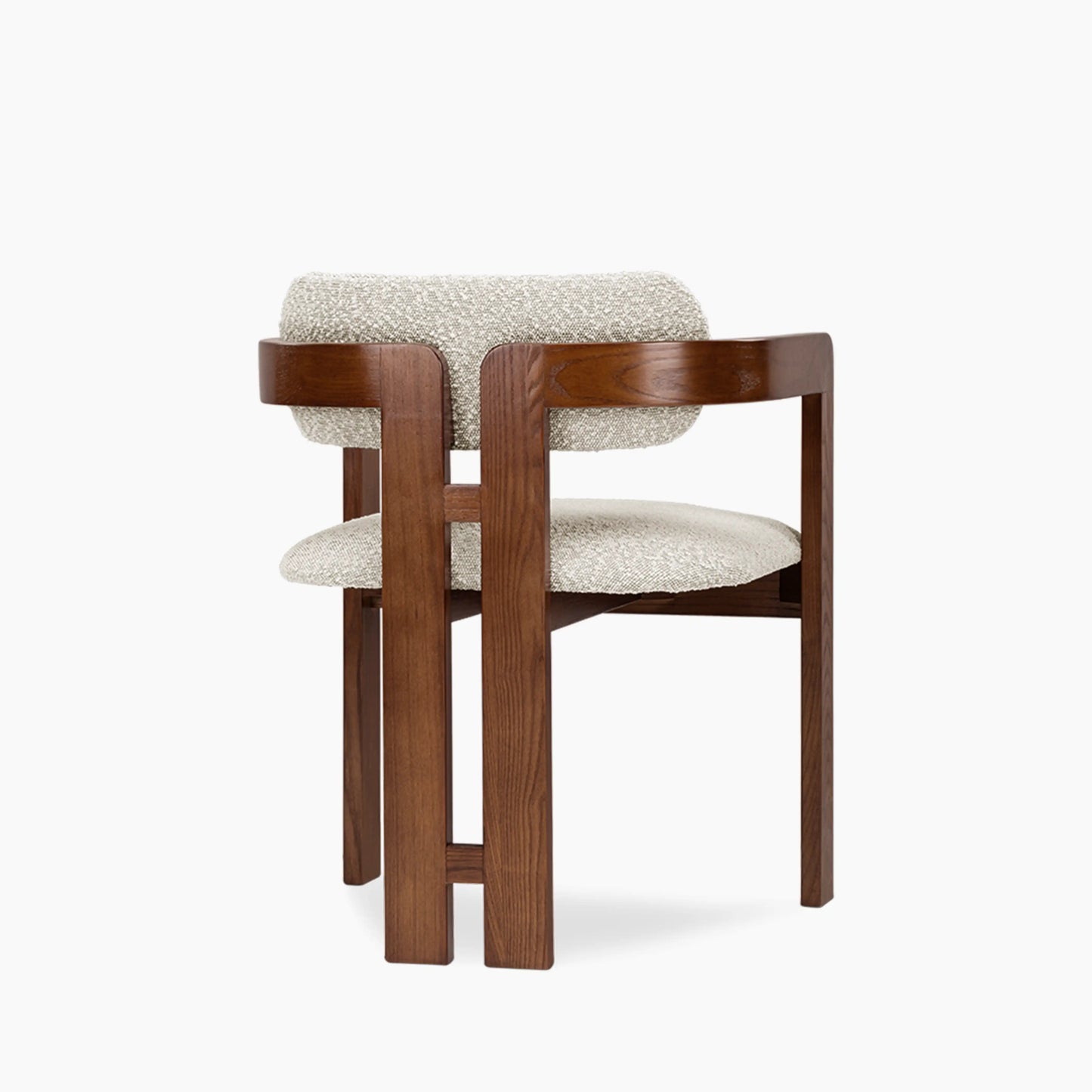 Hallie Wooden Carver Dining Chair | Speckled Stone Sustainable Boucle & Walnut
