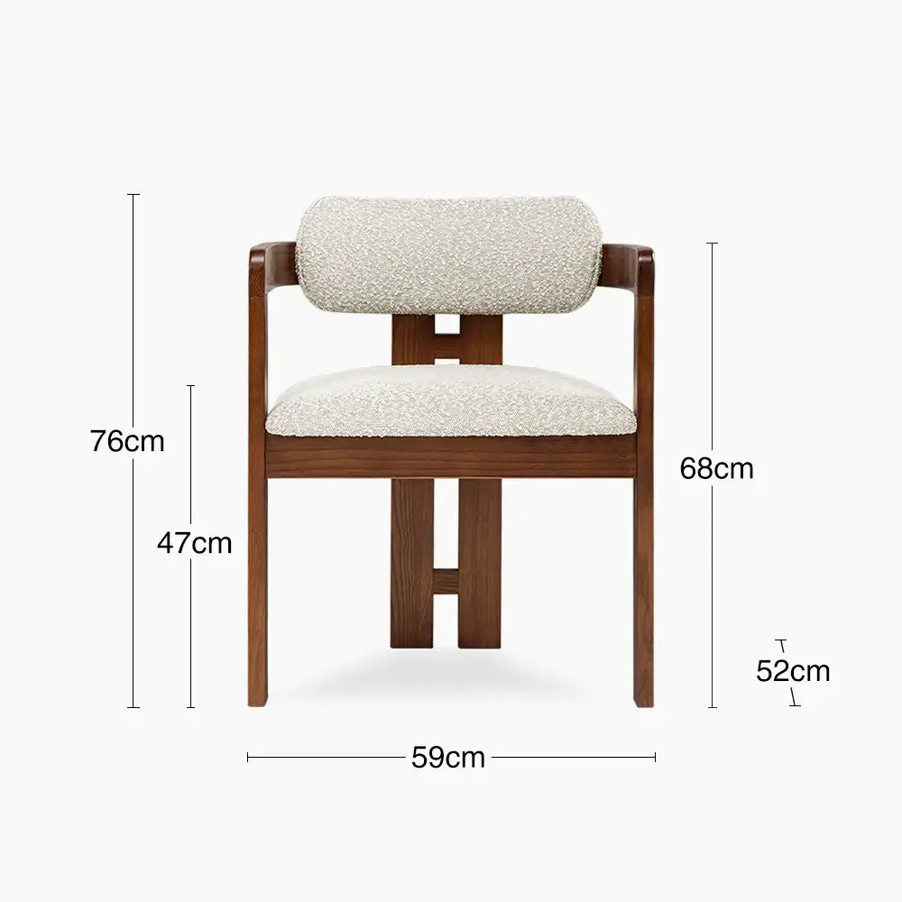 Hallie Wooden Carver Dining Chair | Speckled Stone Sustainable Boucle & Walnut