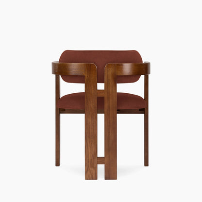 Hallie Wooden Carver Dining Chair | Rust Red Sustainable Velvet & Walnut