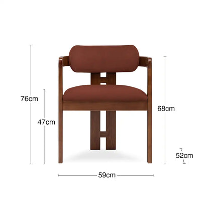 Hallie Wooden Carver Dining Chair | Rust Red Sustainable Velvet & Walnut