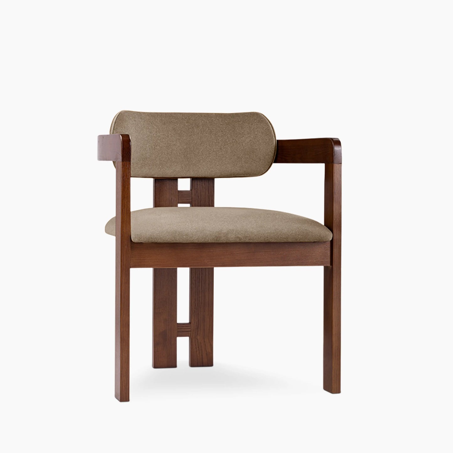 Hallie Wooden Carver Dining Chair | Truffle Brown Sustainable Mohair Velvet & Walnut