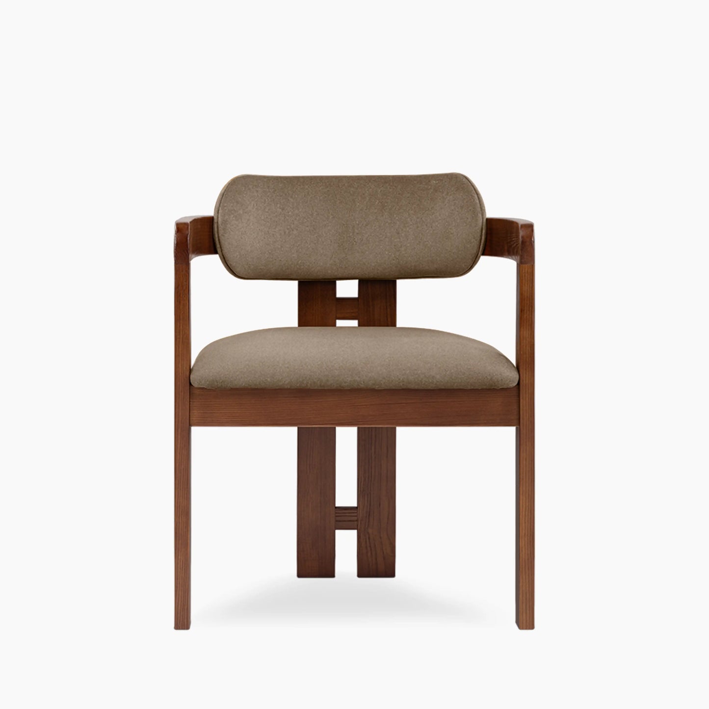 Hallie Wooden Carver Dining Chair | Truffle Brown Sustainable Mohair Velvet & Walnut