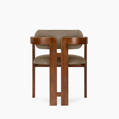 Hallie Wooden Carver Dining Chair | Truffle Brown Sustainable Mohair Velvet & Walnut