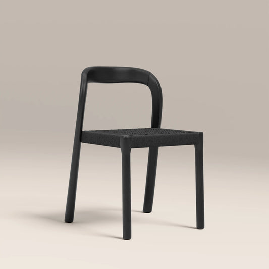 Madeleine Stackable Wooden Dining Chair | Black Weave & Black