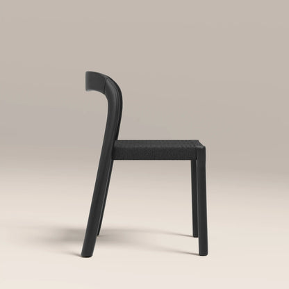Madeleine Stackable Wooden Dining Chair | Black Weave & Black
