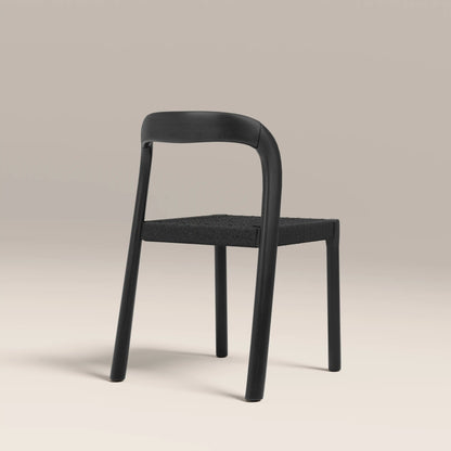 Madeleine Stackable Wooden Dining Chair | Black Weave & Black