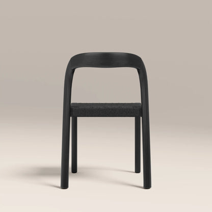 Madeleine Stackable Wooden Dining Chair | Black Weave & Black