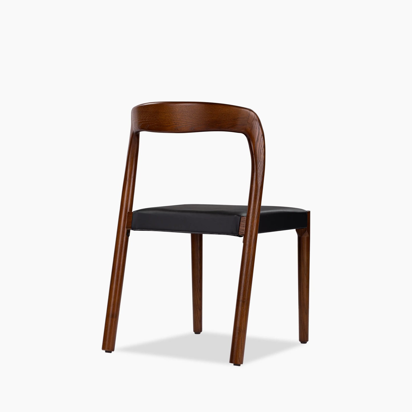 Madeleine Stackable Wooden Dining Chair | Vintage Black Faux Leather & Walnut