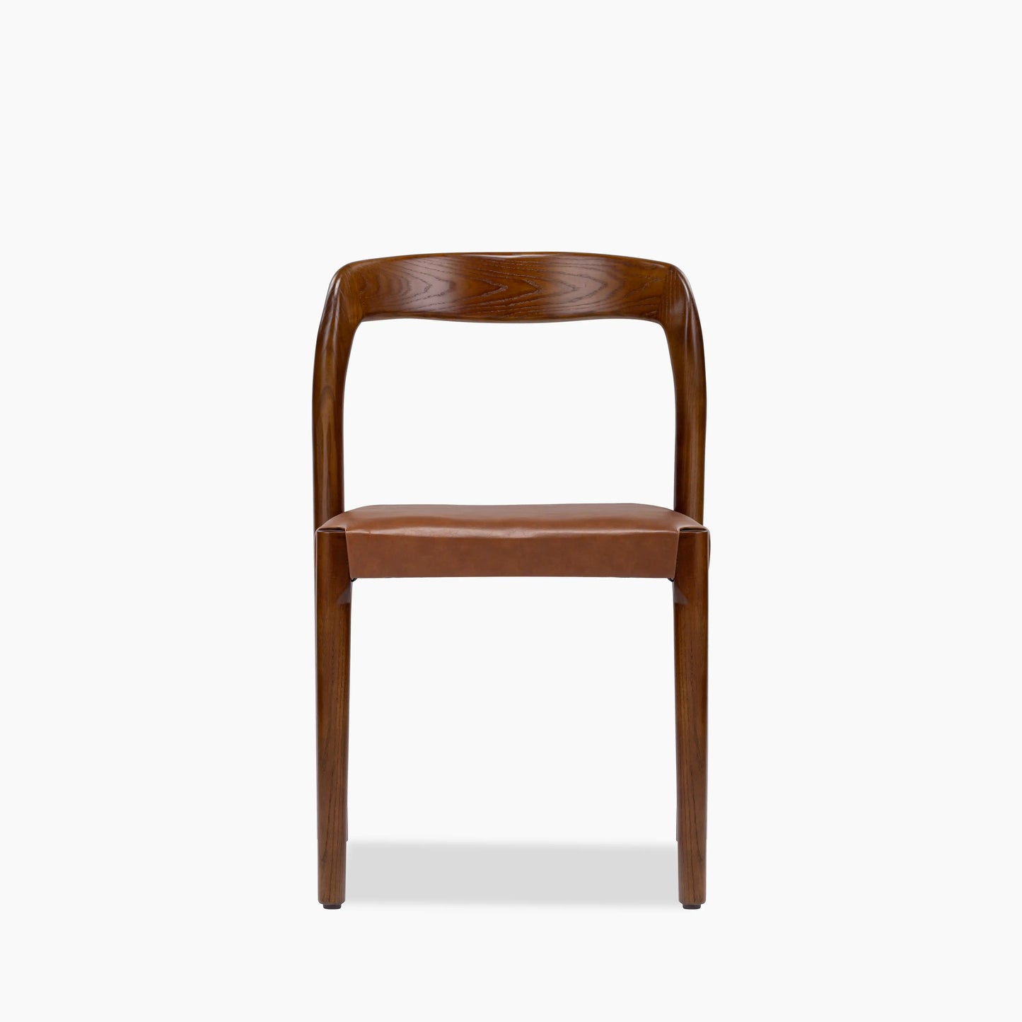 Madeleine Stackable Wooden Dining Chair | Vintage Tan Faux Leather & Walnut