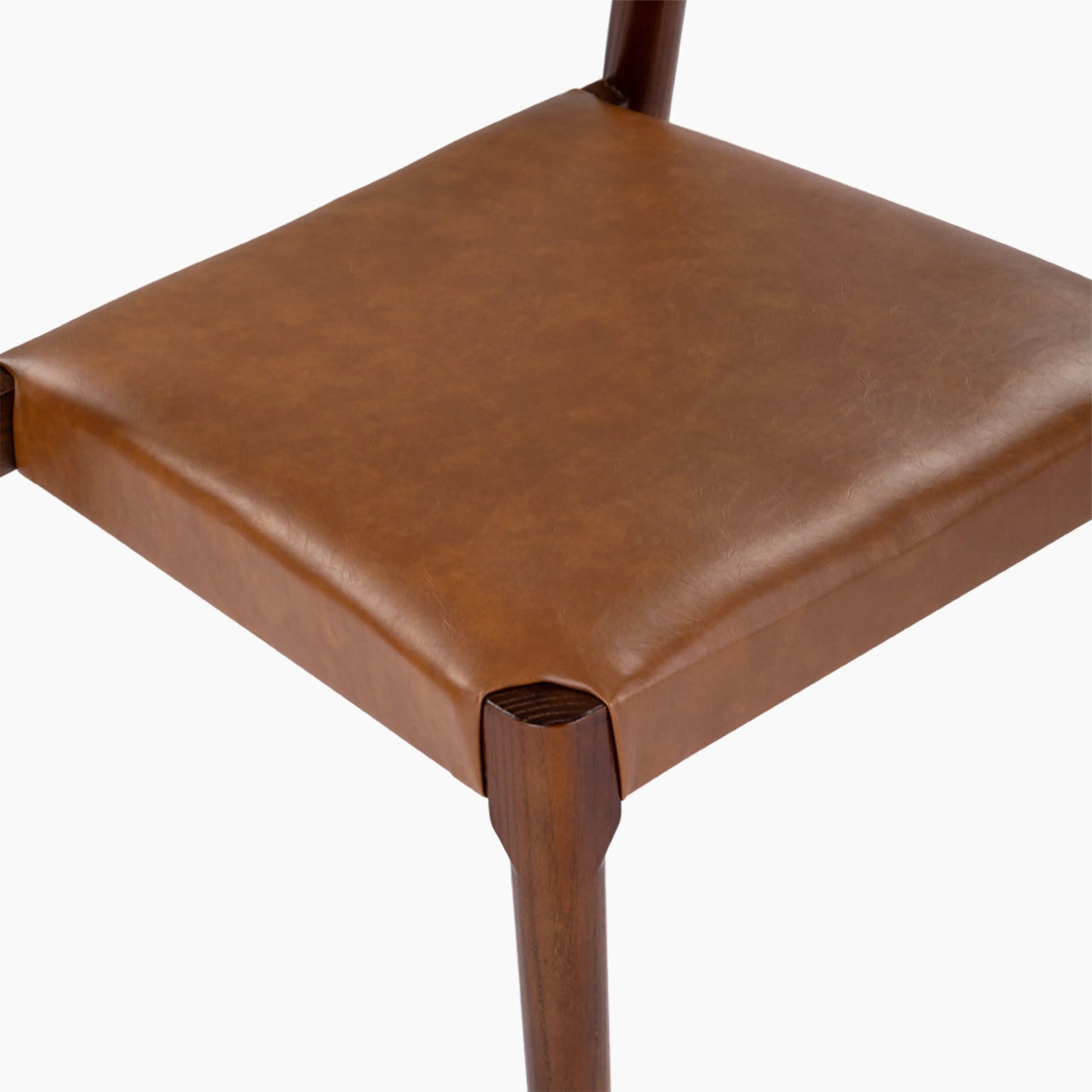 Madeleine Stackable Wooden Dining Chair | Vintage Tan Faux Leather & Walnut