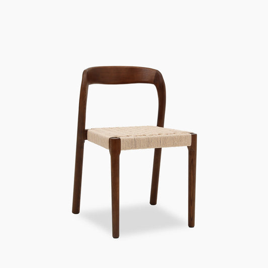 Madeleine Stackable Wooden Dining Chair | Natural Weave & Walnut
