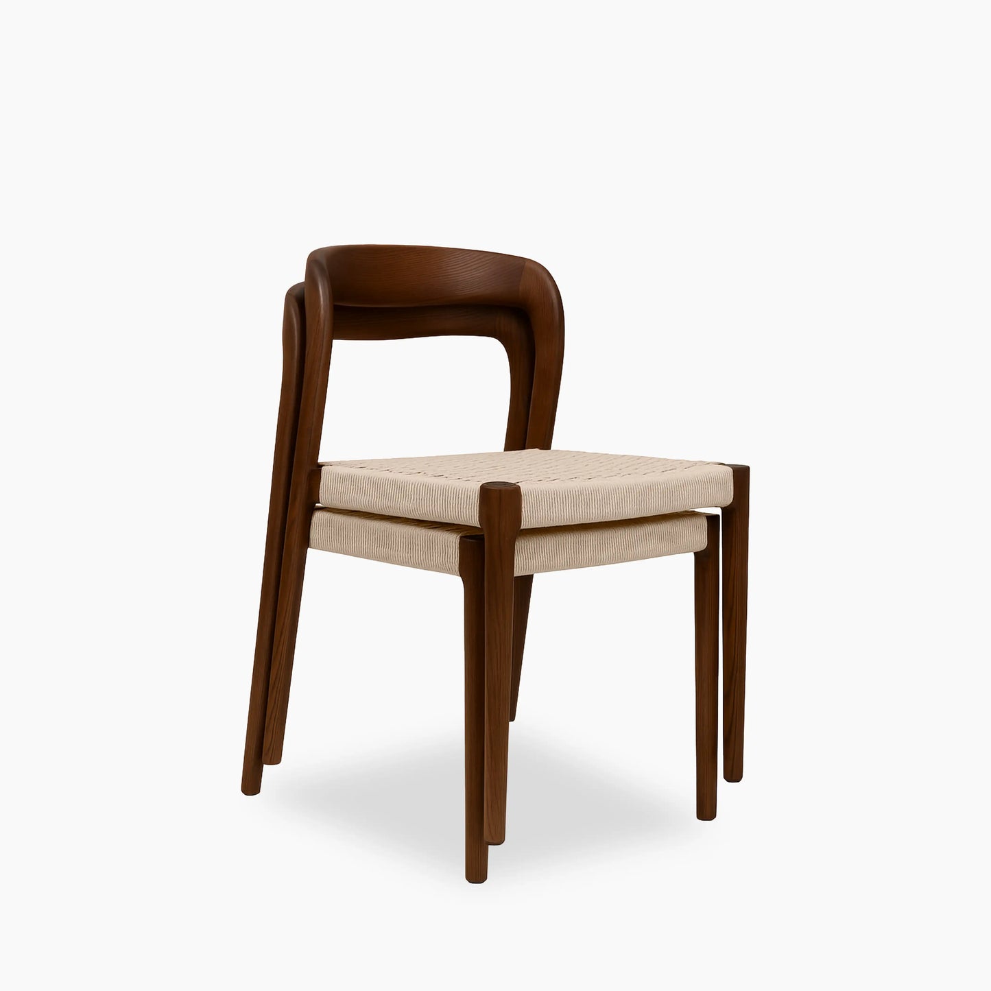 Madeleine Stackable Wooden Dining Chair | Natural Weave & Walnut