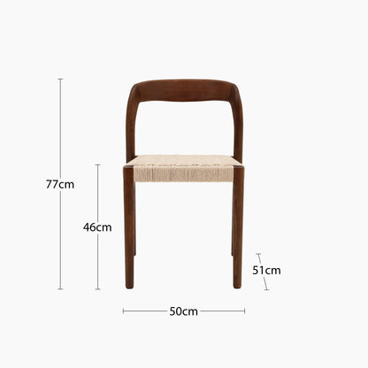Madeleine Stackable Wooden Dining Chair | Natural Weave & Walnut
