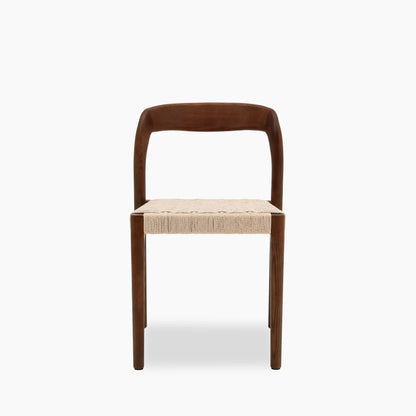 Madeleine Stackable Wooden Dining Chair | Natural Weave & Walnut