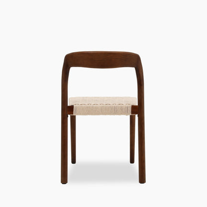 Madeleine Stackable Wooden Dining Chair | Natural Weave & Walnut
