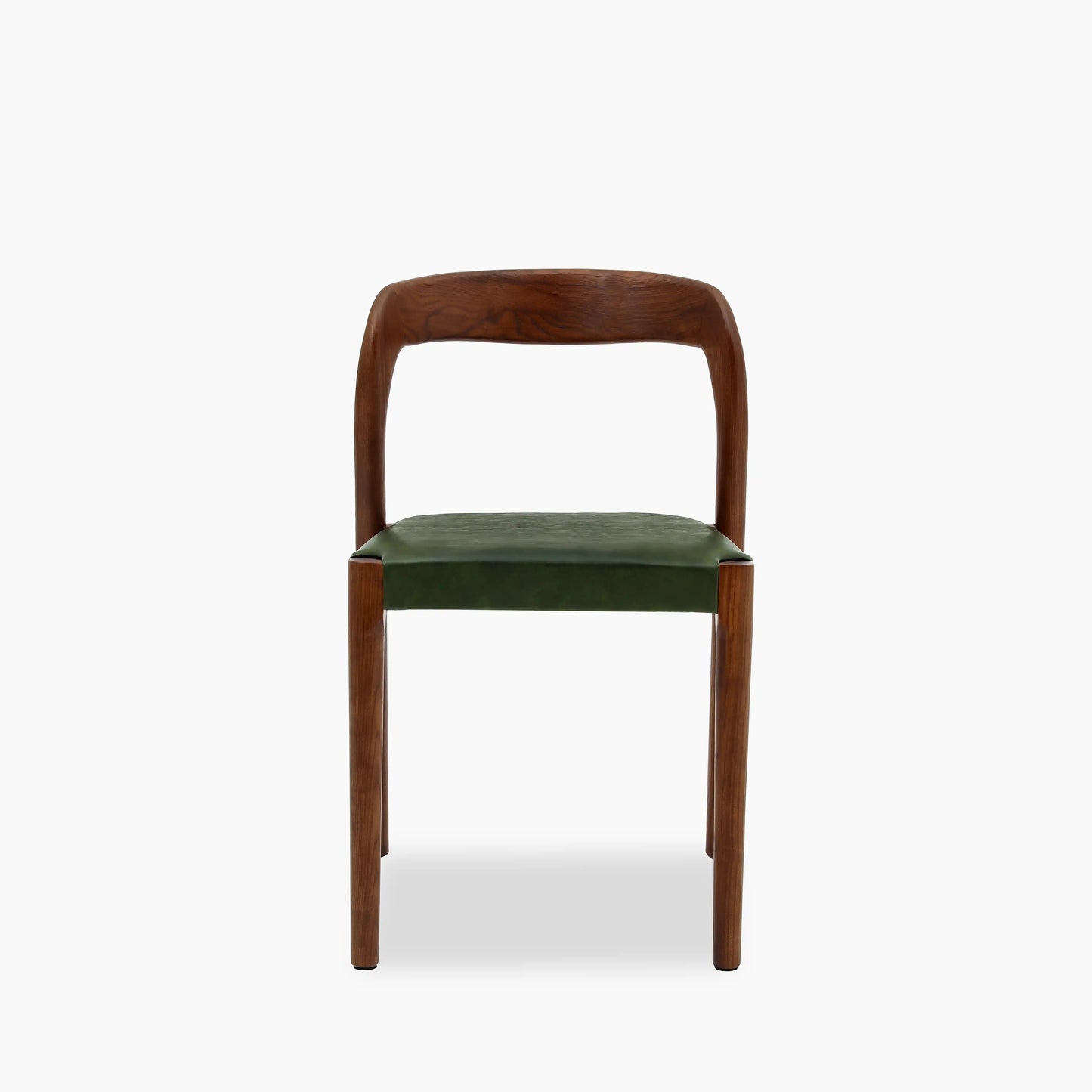Madeleine Stackable Wooden Dining Chair | Vintage Green Faux Leather & Walnut