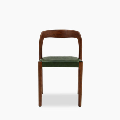 Madeleine Stackable Wooden Dining Chair | Vintage Green Faux Leather & Walnut