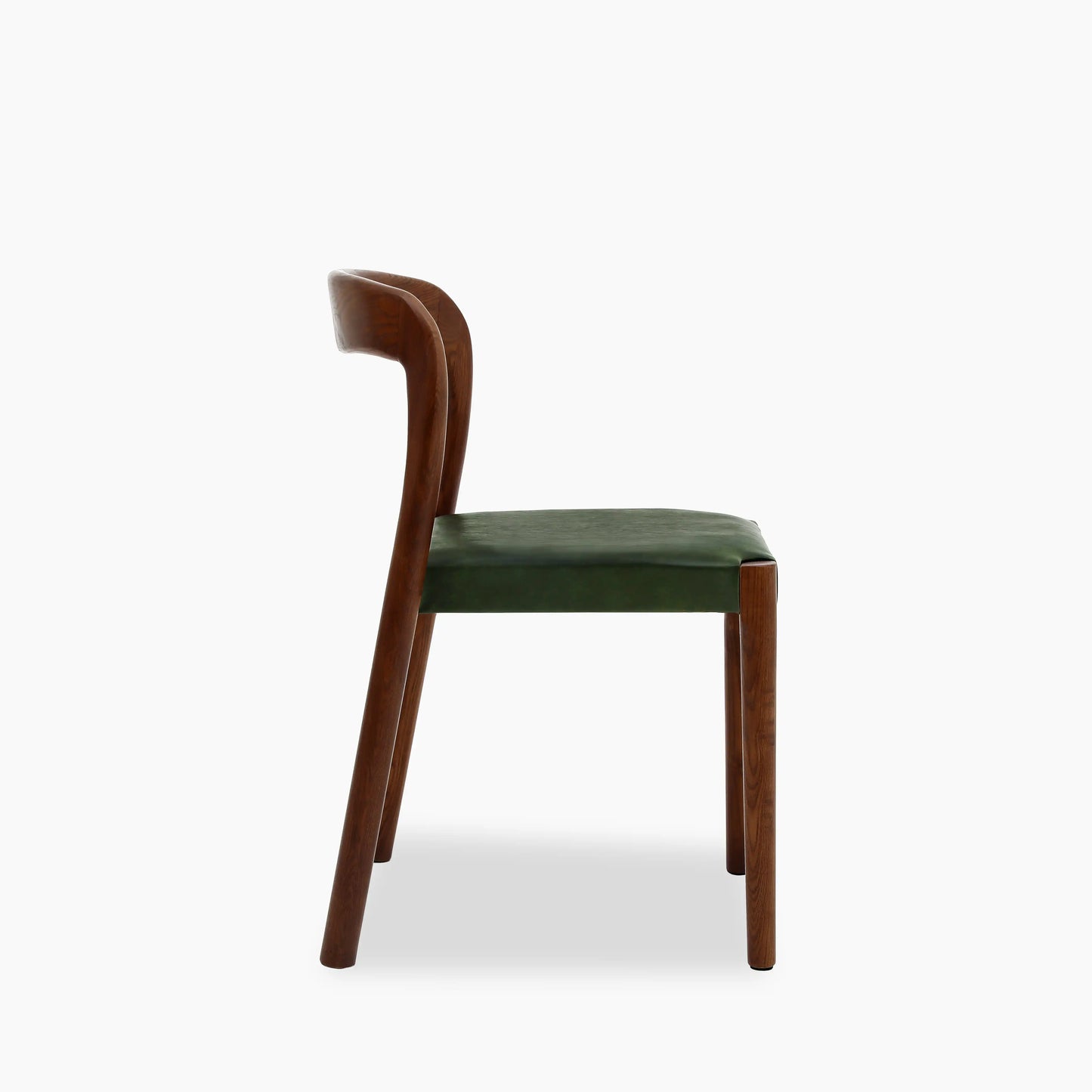 Madeleine Stackable Wooden Dining Chair | Vintage Green Faux Leather & Walnut