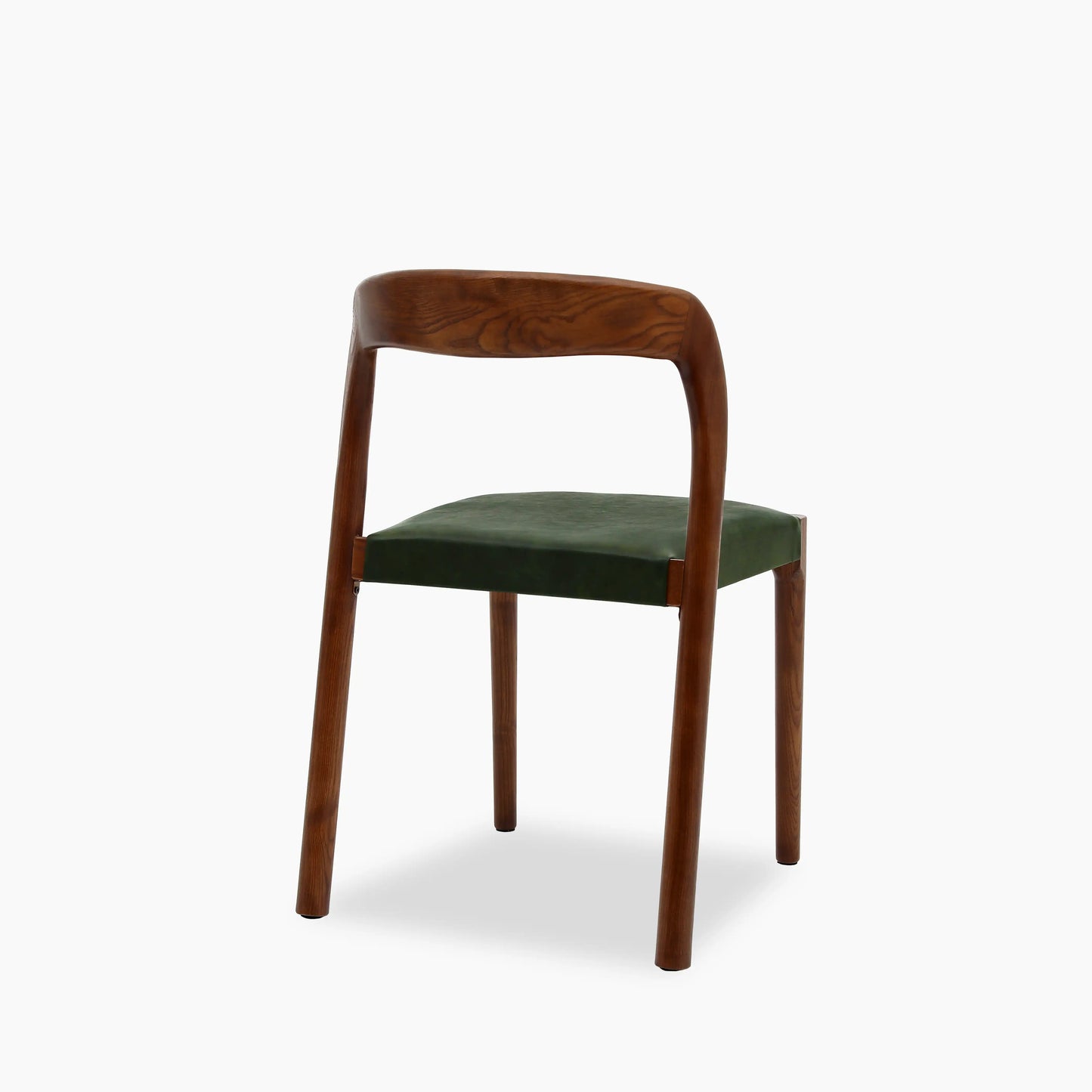Madeleine Stackable Wooden Dining Chair | Vintage Green Faux Leather & Walnut