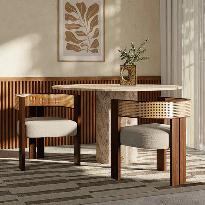 Clifton Wooden Carver Dining Chair | Speckled Stone Sustainable Boucle & Walnut