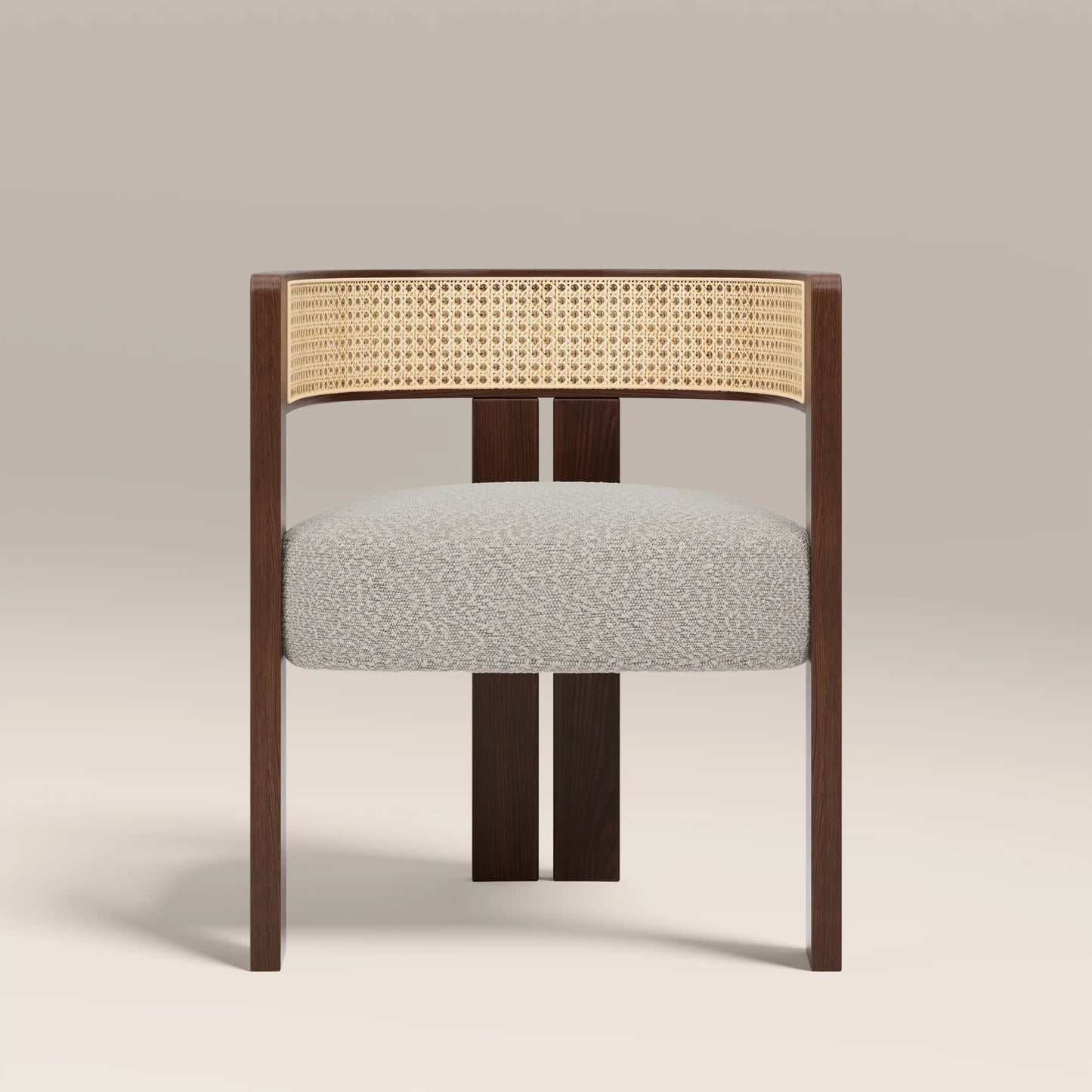Clifton Wooden Carver Dining Chair | Speckled Stone Sustainable Boucle & Walnut