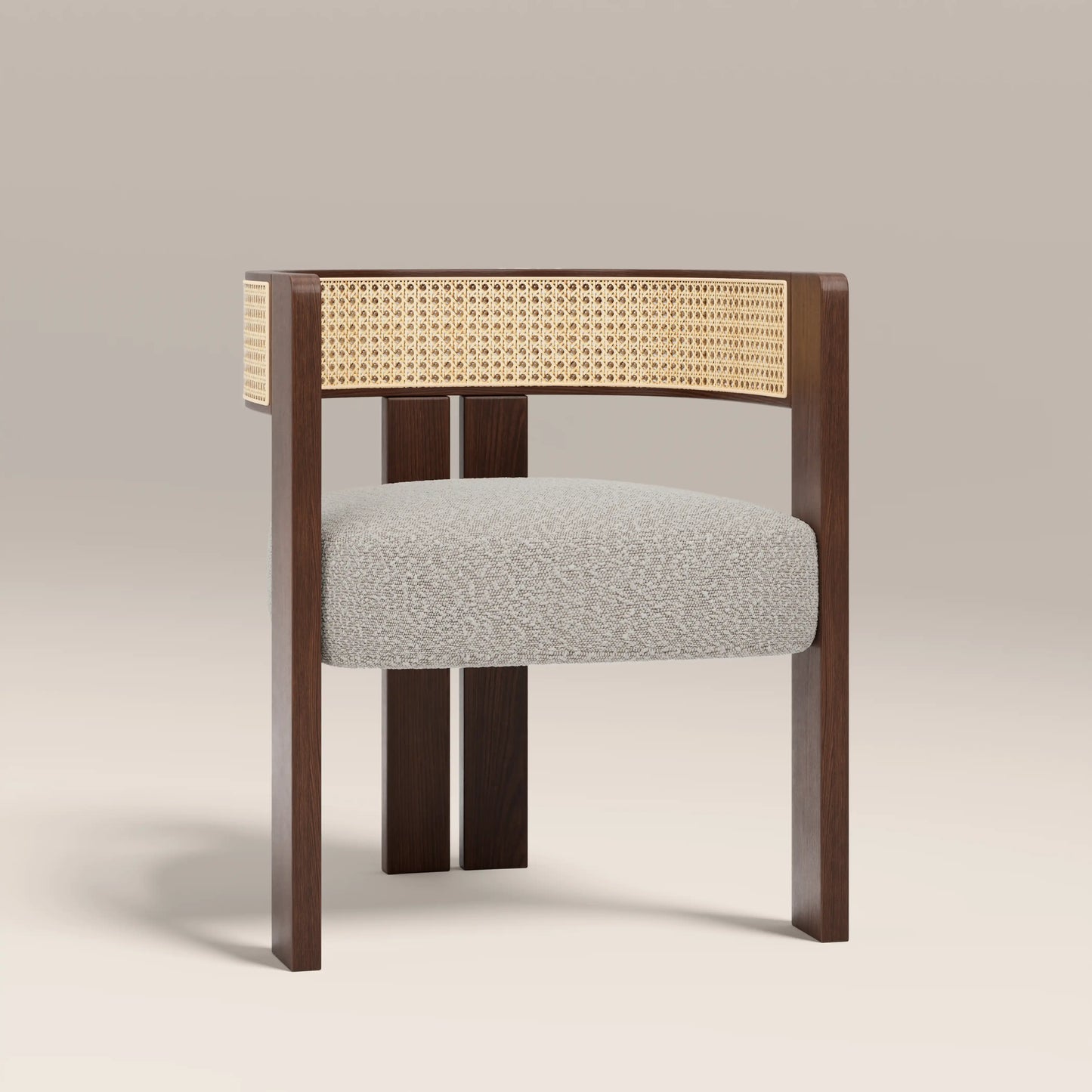 Clifton Wooden Carver Dining Chair | Speckled Stone Sustainable Boucle & Walnut