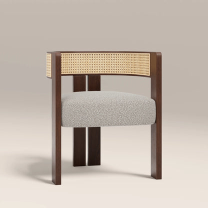 Clifton Wooden Carver Dining Chair | Speckled Stone Sustainable Boucle & Walnut