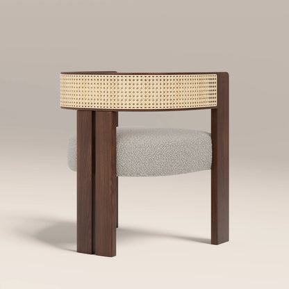 Clifton Wooden Carver Dining Chair | Speckled Stone Sustainable Boucle & Walnut