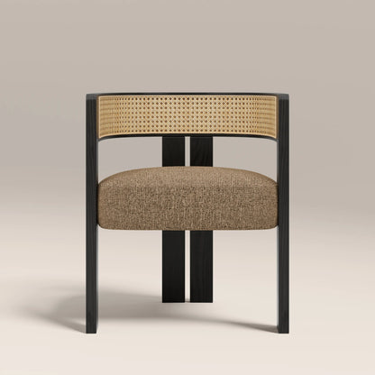 Clifton Wooden Carver Dining Chair | Speckled Cappuccino Boucle & Black