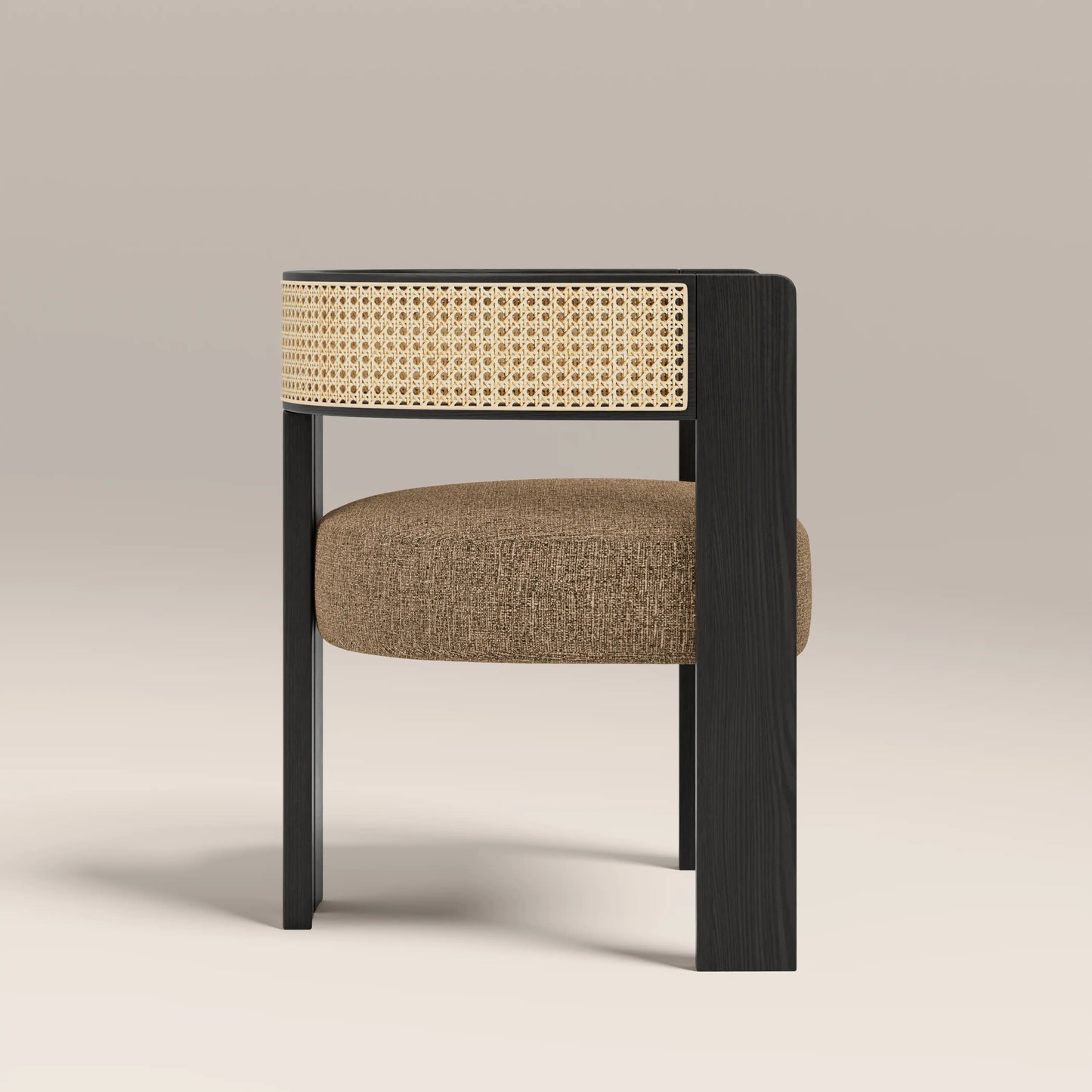 Clifton Wooden Carver Dining Chair | Speckled Cappuccino Boucle & Black