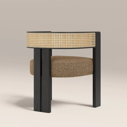 Clifton Wooden Carver Dining Chair | Speckled Cappuccino Boucle & Black