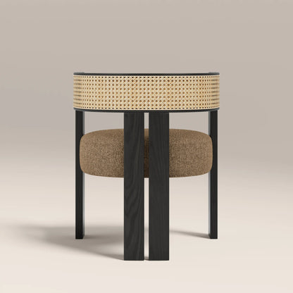 Clifton Wooden Carver Dining Chair | Speckled Cappuccino Boucle & Black