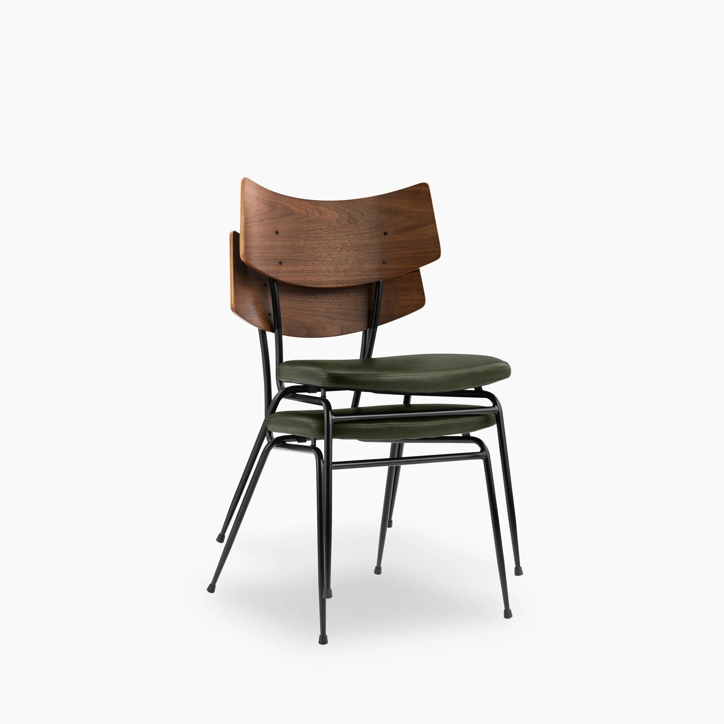 Phoenix Stackable Dining Chair | Vintage Green Faux Leather & Black