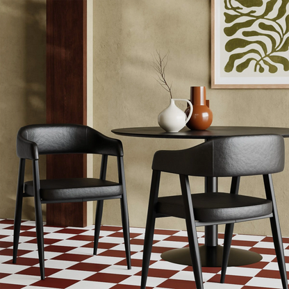 Presley Carver Dining Chair | Vintage Black Faux Leather & Black