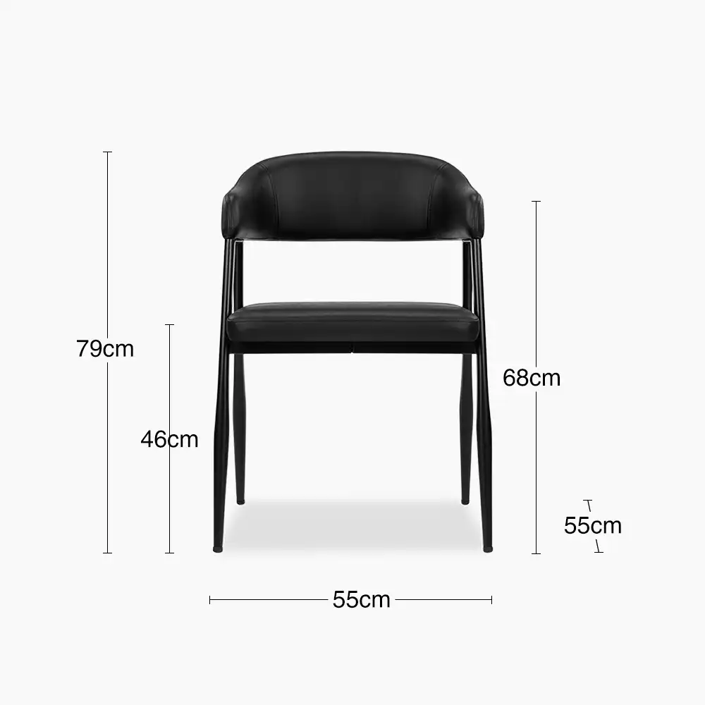 Presley Carver Dining Chair | Vintage Black Faux Leather & Black