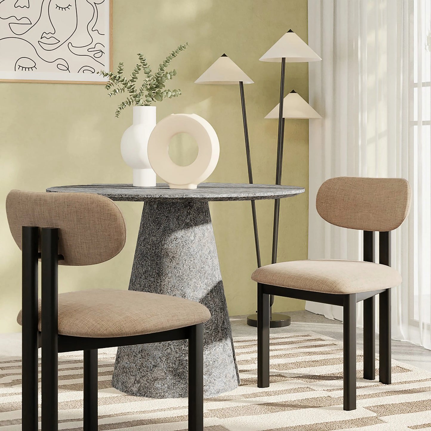 Arbor Dining Chair | Latte Sustainable Fabric & Black