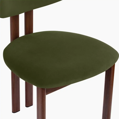 Arbor Dining Chair | Olive Green Sustainable Velvet & Walnut
