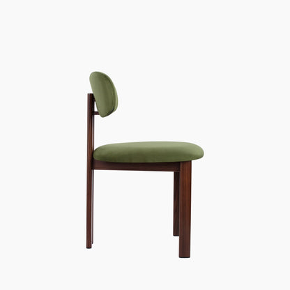 Arbor Dining Chair | Olive Green Sustainable Velvet & Walnut