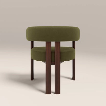 Cassius Carver Dining Chair | Moss Green Sustainable Mohair Velvet & Walnut