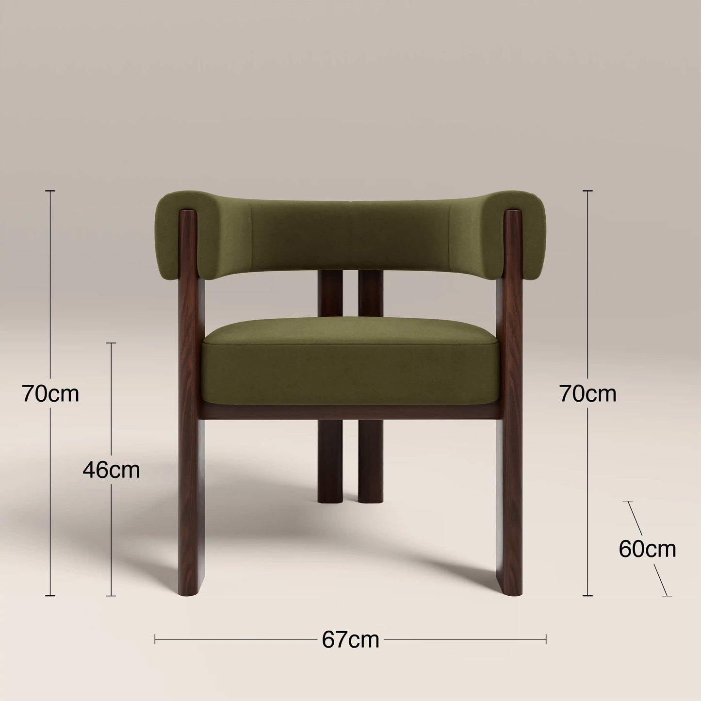 Cassius Carver Dining Chair | Moss Green Sustainable Mohair Velvet & Walnut