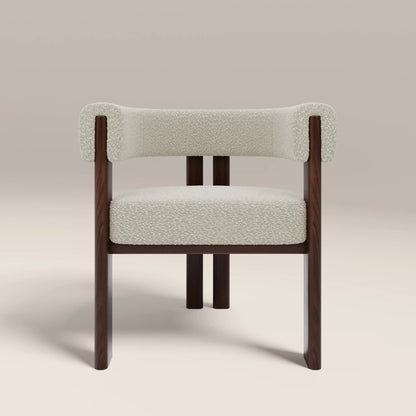 Cassius Carver Dining Chair | Speckled Stone Sustainable Boucle & Walnut