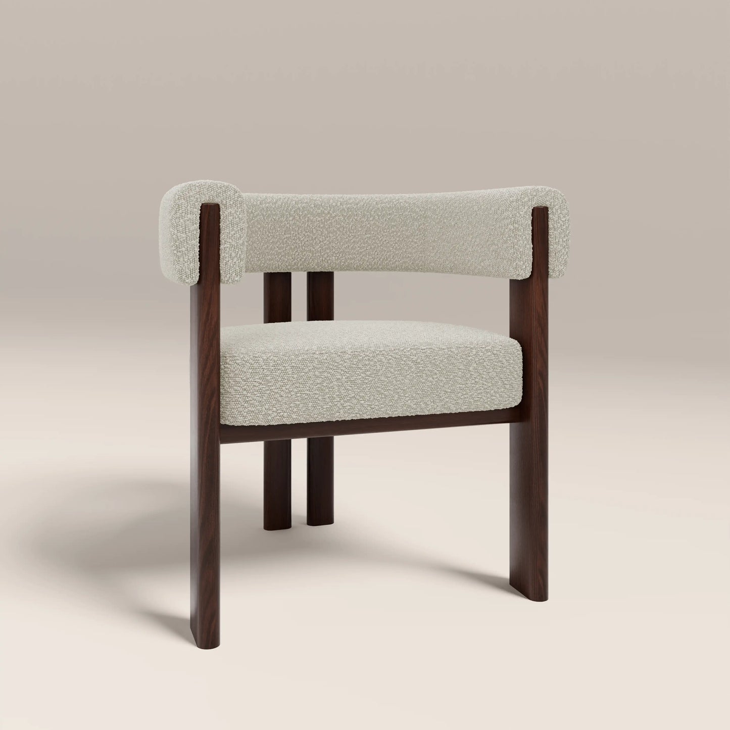 Cassius Carver Dining Chair | Speckled Stone Sustainable Boucle & Walnut