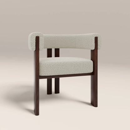 Cassius Carver Dining Chair | Speckled Stone Sustainable Boucle & Walnut