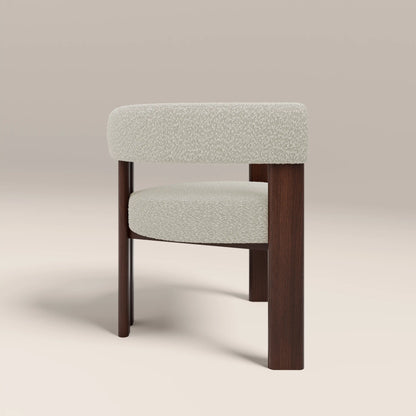 Cassius Carver Dining Chair | Speckled Stone Sustainable Boucle & Walnut
