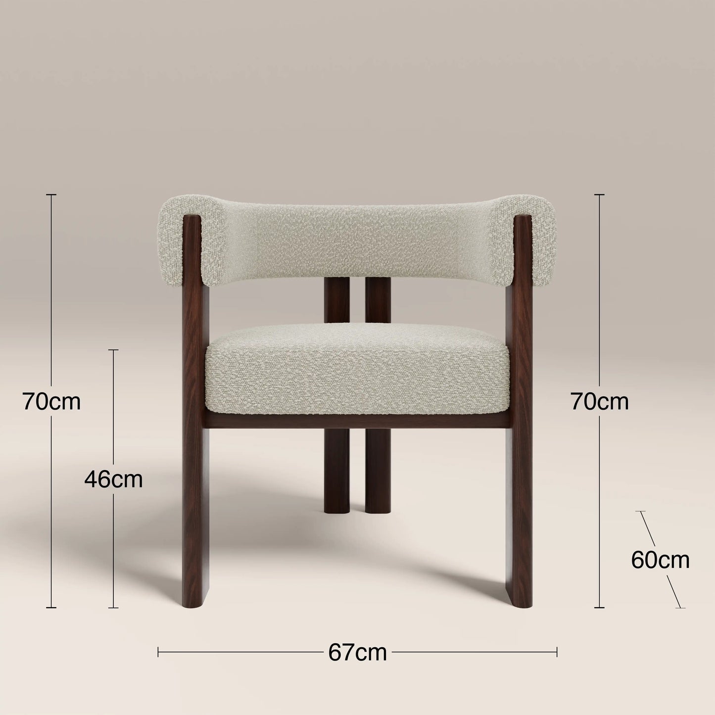 Cassius Carver Dining Chair | Speckled Stone Sustainable Boucle & Walnut