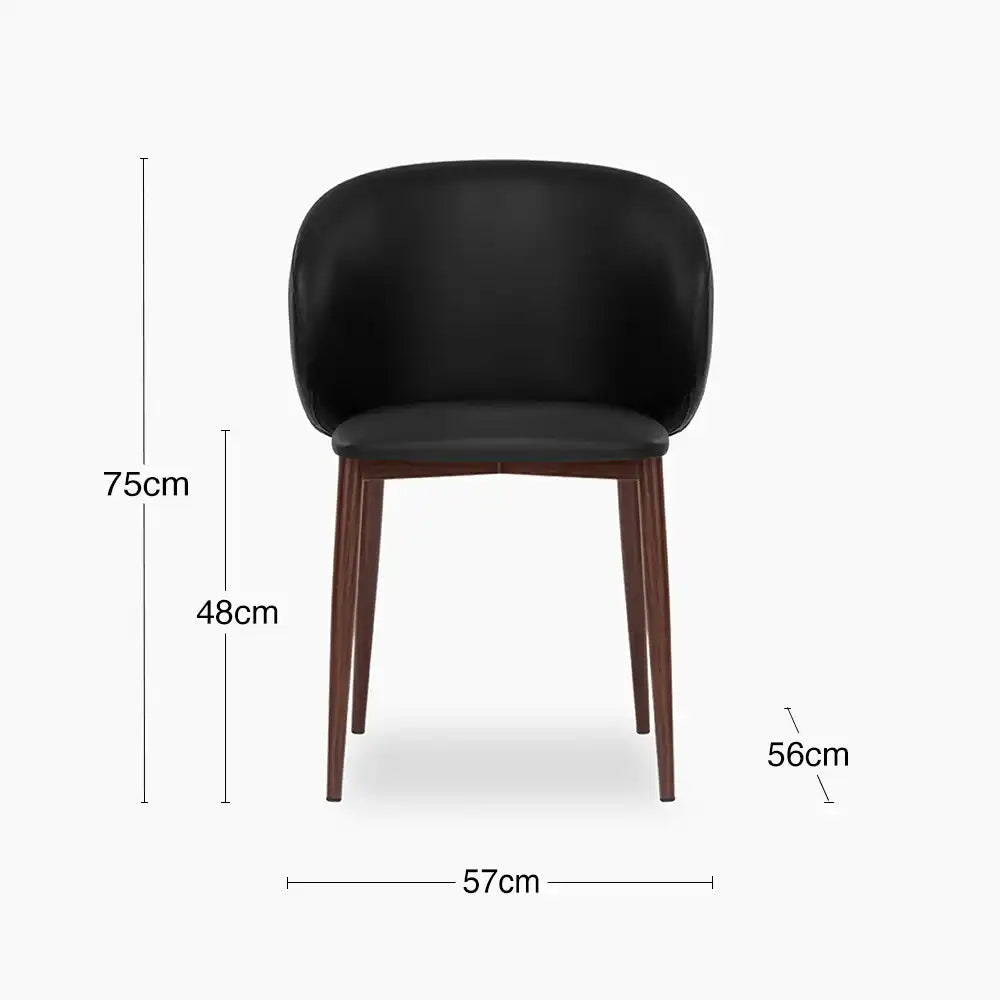 Cameron Dining Chair | Noir Black Faux Leather