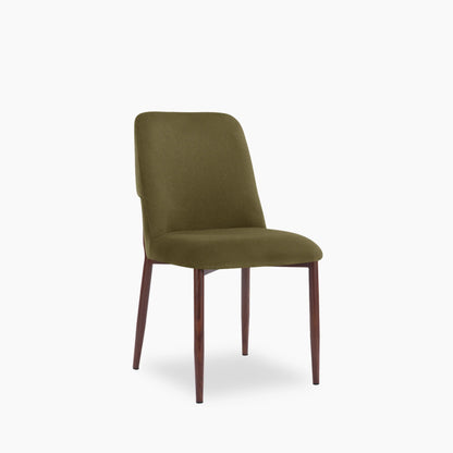 Amari Dining Chair | Moss Green Sustainable Mohair Velvet & Walnut