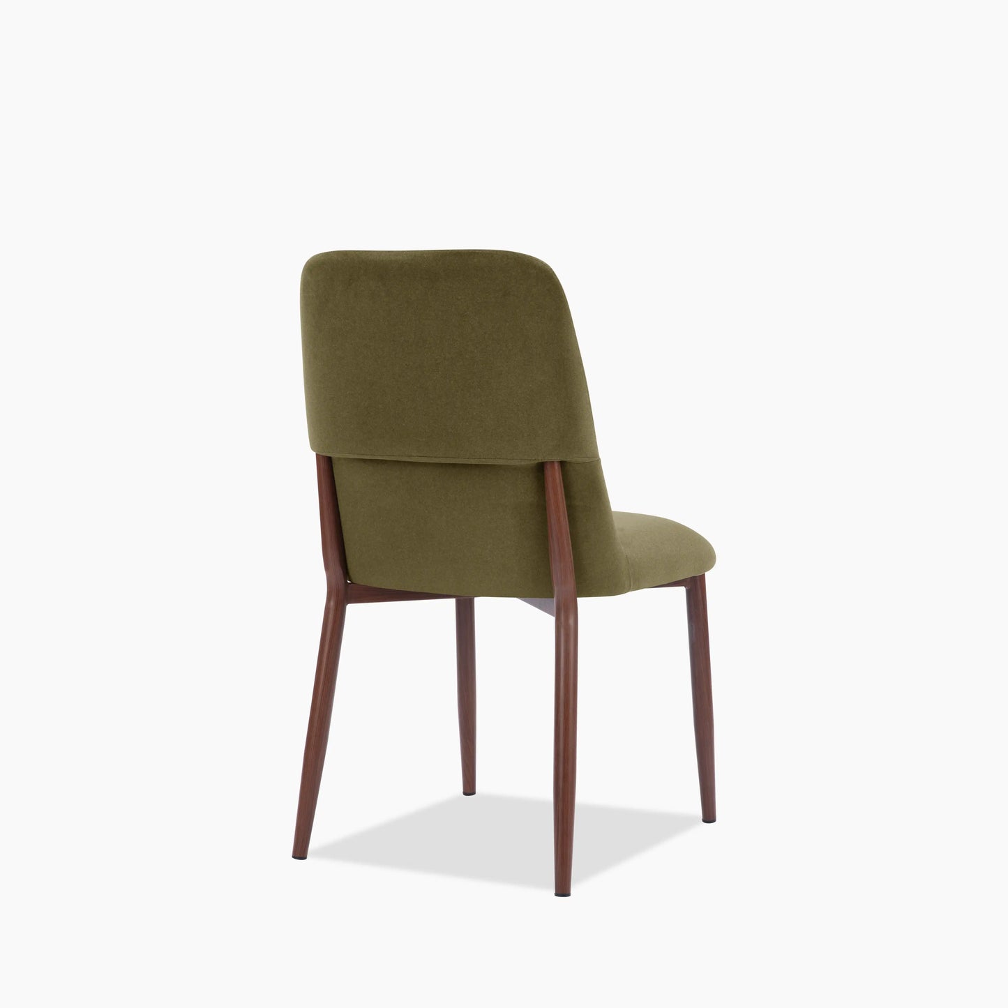 Amari Dining Chair | Moss Green Sustainable Mohair Velvet & Walnut