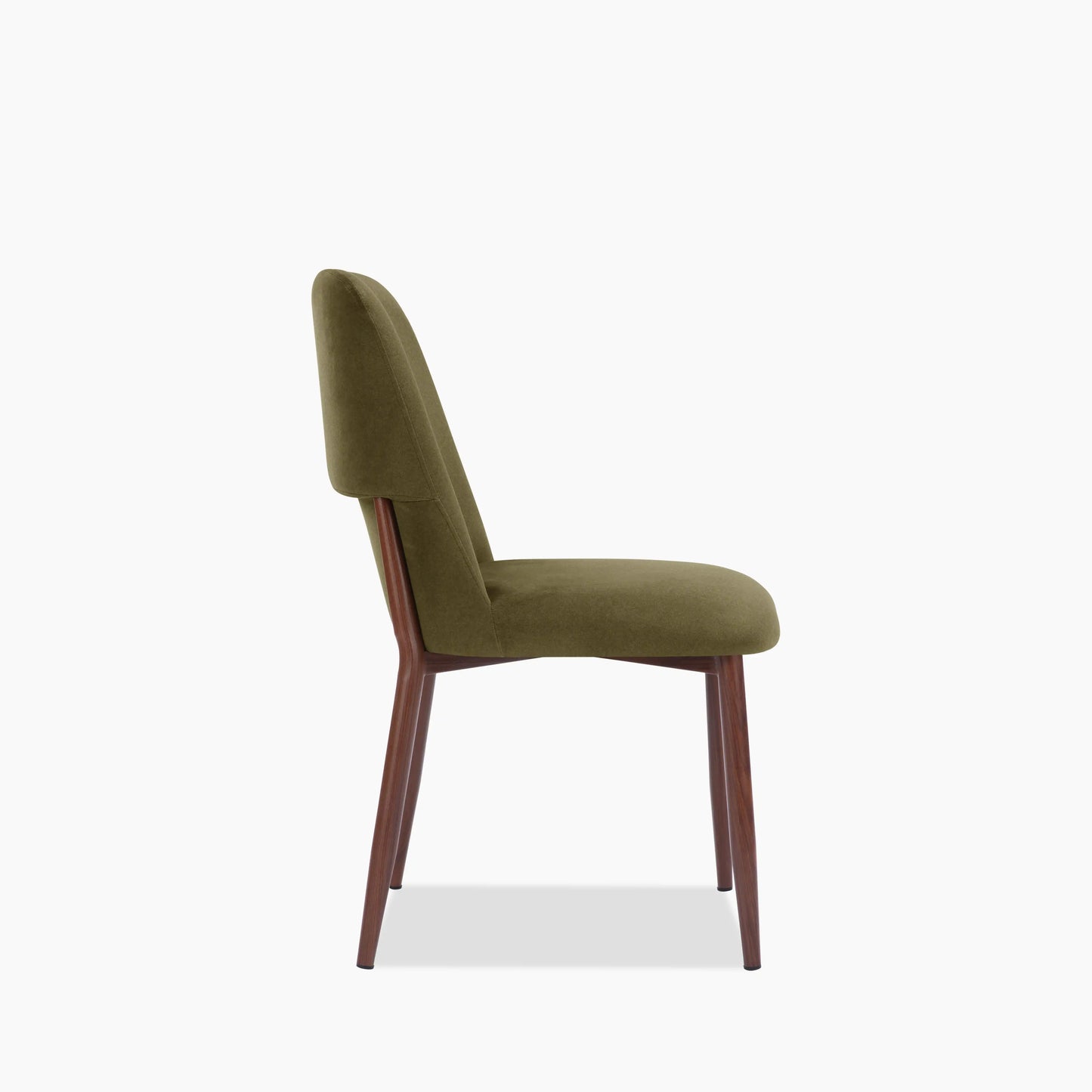 Amari Dining Chair | Moss Green Sustainable Mohair Velvet & Walnut