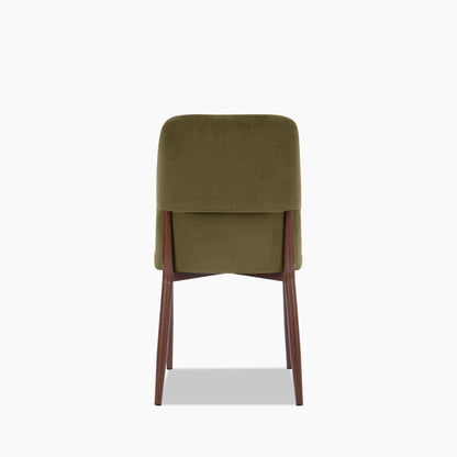 Amari Dining Chair | Moss Green Sustainable Mohair Velvet & Walnut